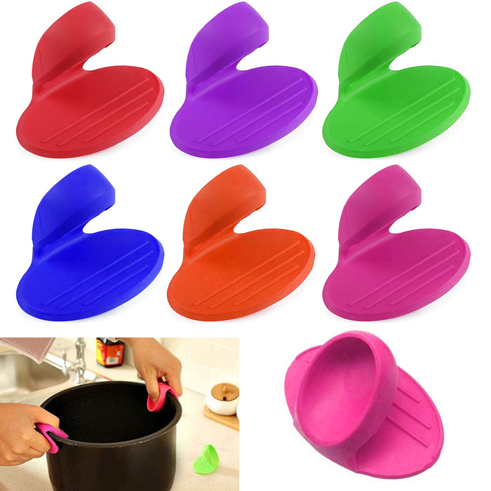 Premium Pot Holders - 500°F Heat Resistant - Non Slip Textured Silicone Grip - Washable Mittens for Cooking Baking - Flexible Soft Terry Cloth
