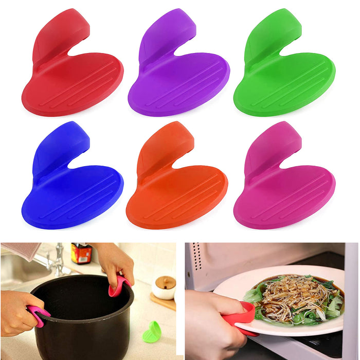 4 Heat Resistant Silicone Mittens Microwave Oven Finger Glove Grip Pot Holder