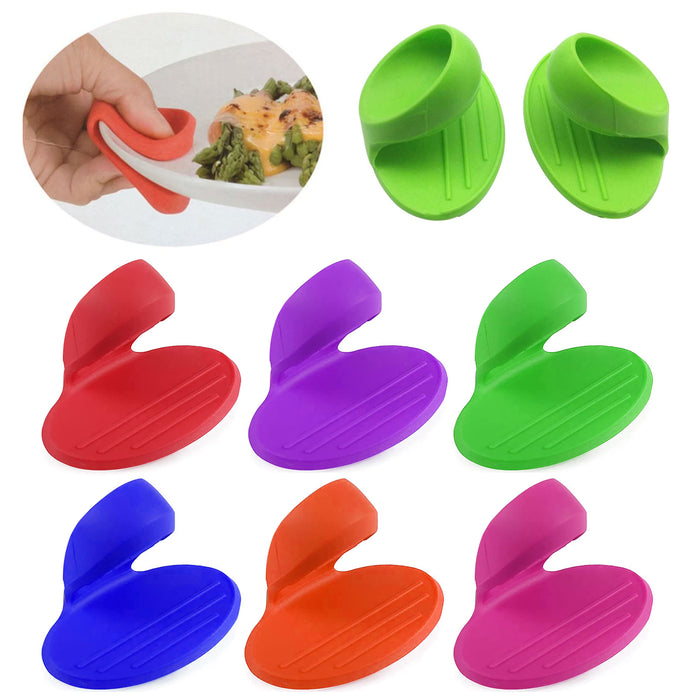 4 Heat Resistant Silicone Mittens Microwave Oven Finger Glove Grip Pot Holder