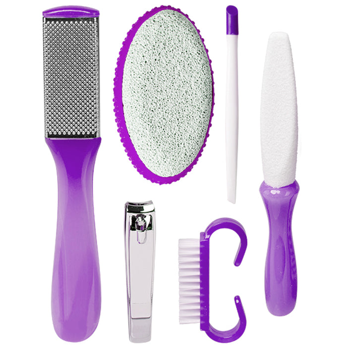 12 Pc Foot Pumice Pedicure Set Callus Remover Nail Clipper Brush Grooming Buffer