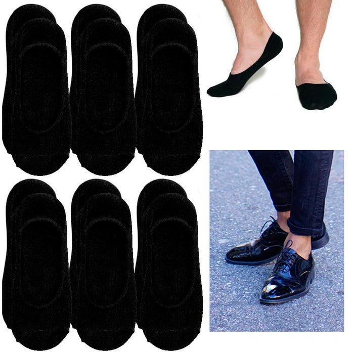 6 Mens Loafer Foot Cover Ankle Socks Invisible Boat Liner Low Cut Black 10-13
