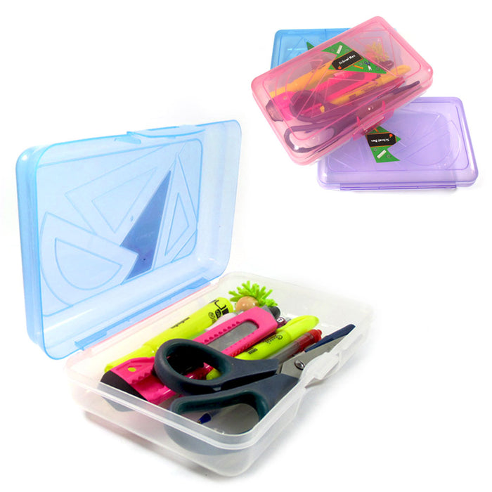 School Pencil Box Case Kids Office Supplies Pen Art Craft Organizer Plastic New
