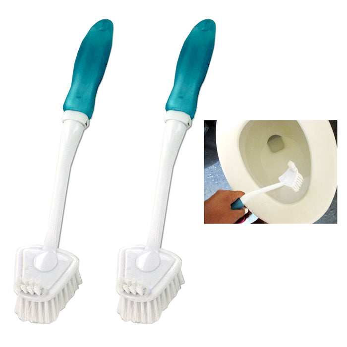2 X Double Sided Toilet Brush Plastic Long Handle Bathroom Scrub Cleaning Tool