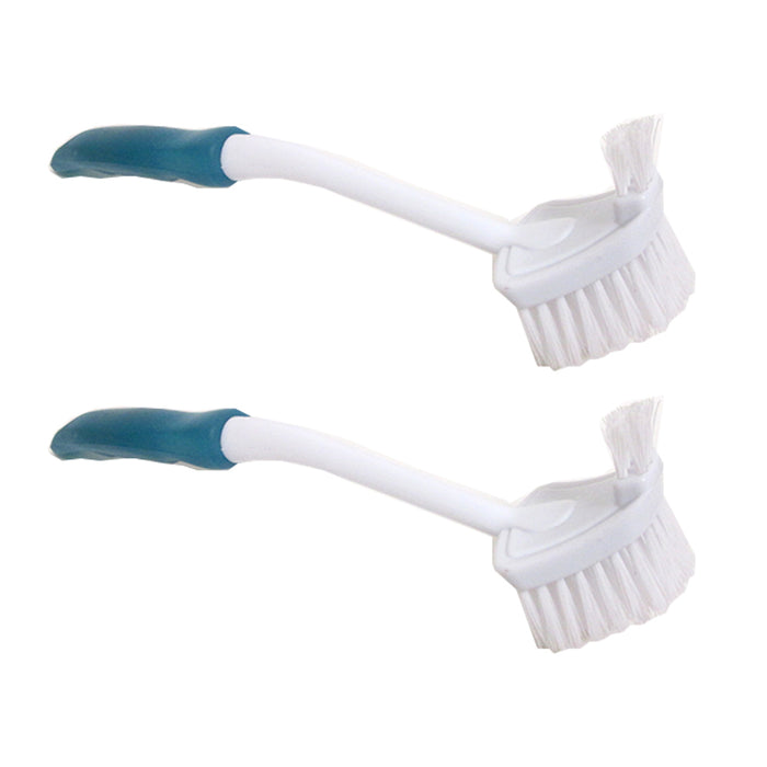 2 X Double Sided Toilet Brush Plastic Long Handle Bathroom Scrub Cleaning Tool