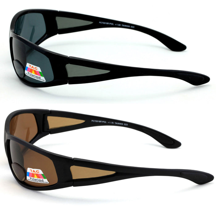 2 Polarized Reading Inner Bifocal Sunglasses Mens Womens UV Fishing Black +200