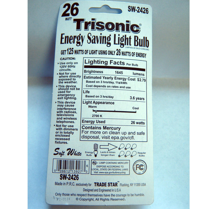 18 Pc Light Bulbs CFL 26W 125 Watt Energy Saving Soft White Fluorescent Lighting