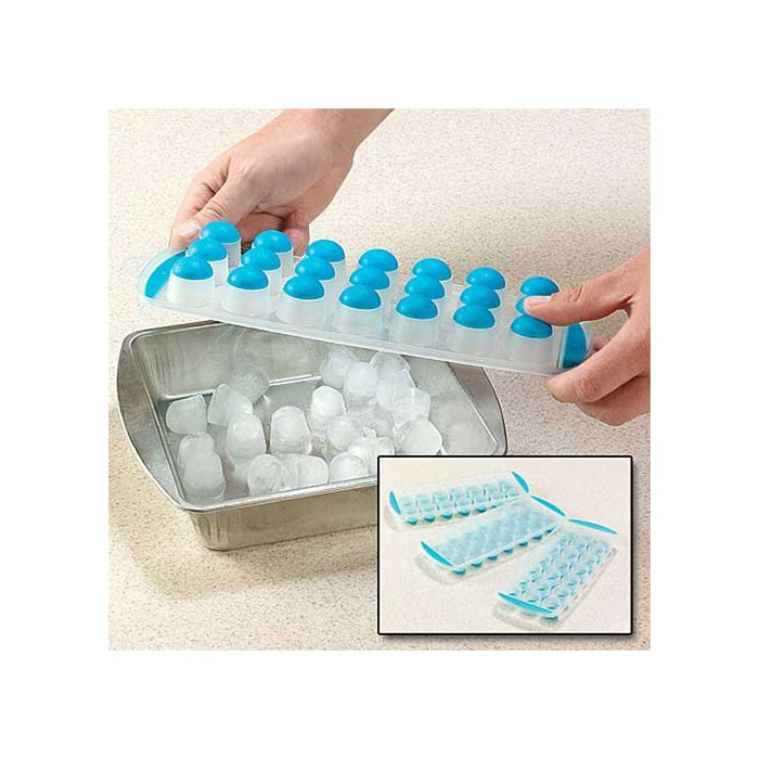 2 Pcs Ice Cube Trays Easy Push Out Pop Out Flexible Bottom Ice Maker Round Shape