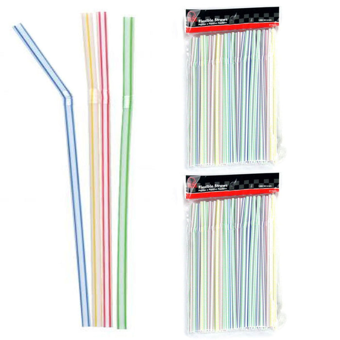 300 Pc Flexible Drinking Straws Long Plastic Bendy Party Bar Drinking Supplies