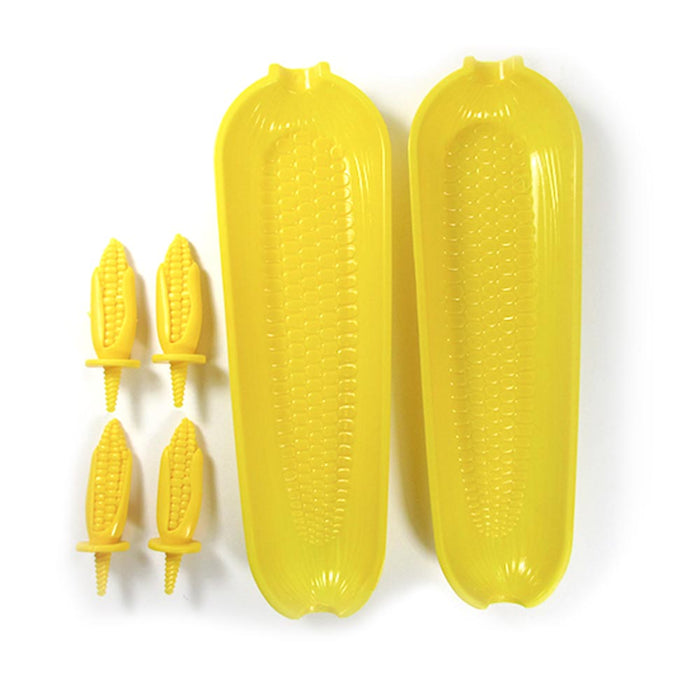 12 Pc Corn On The Cob Serving Set Dish Tray Server Skewers Prongs Holder Kitchen