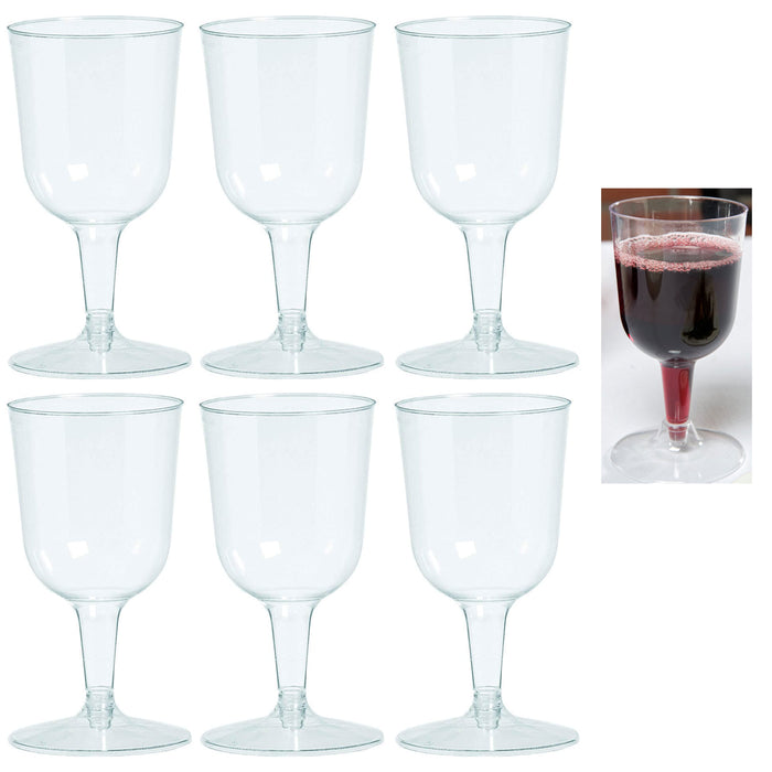 6 Pc Plastic Wine Glasses Champagne Flute Disposable 5oz Wedding Party Bar Clear