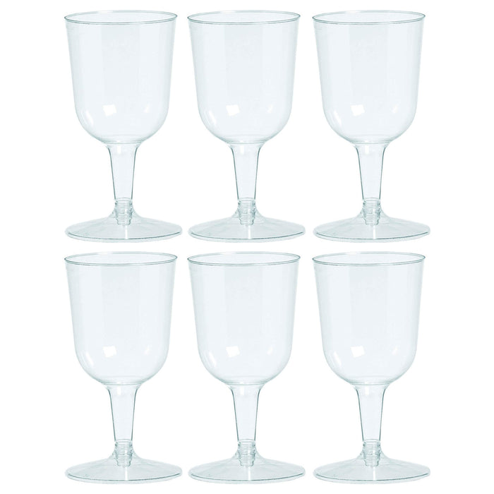 6 Pc Plastic Wine Glasses Champagne Flute Disposable 5oz Wedding Party Bar Clear