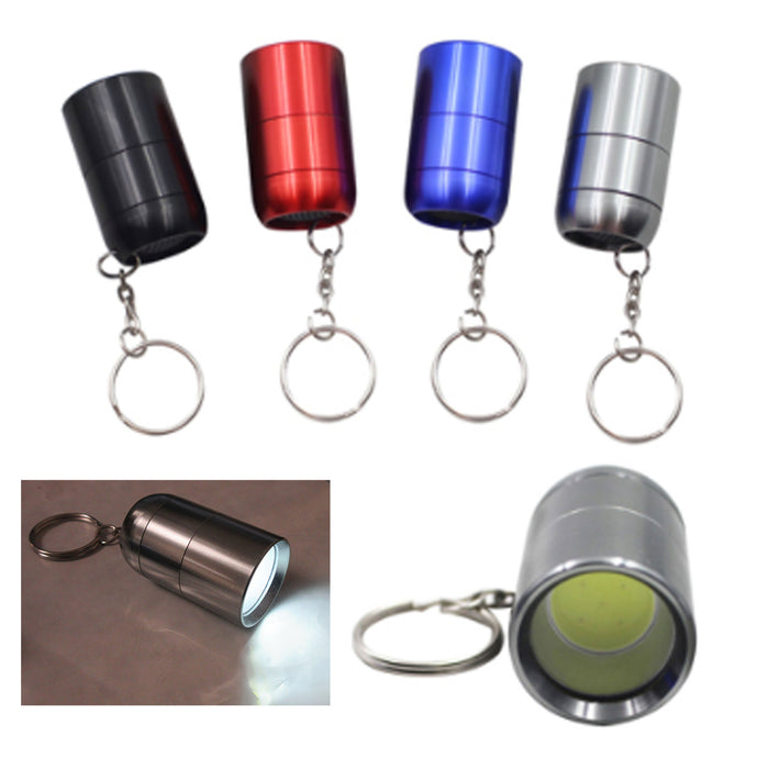 2 Pc Mini COB LED Flashlight Keychain Key Ring Camp Working Handy Light Portable