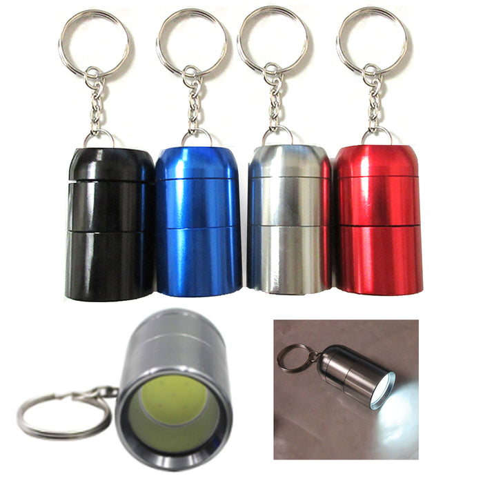 4 Pc Portable Flashlight Keychain Mini COB LED Key Ring Light Work Torch Lamp