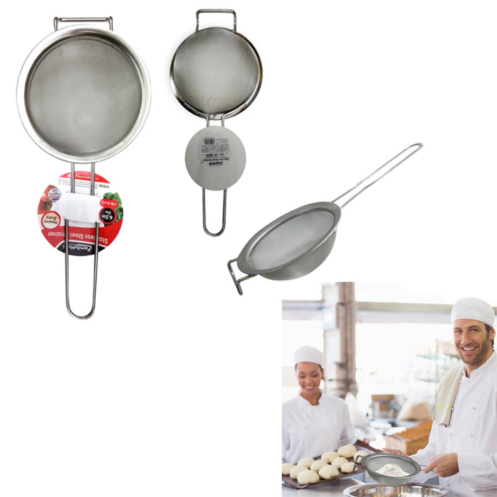 Stainless Steel Strainer Handle Fine Mesh Colander Sifter Flour Tea Kitchen Tool