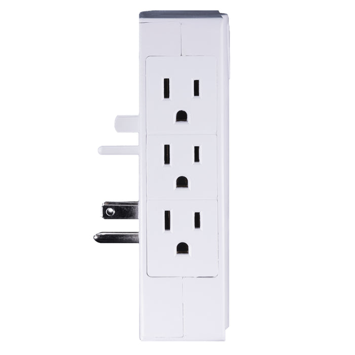 2 Pc 6 Outlet Side Wall Tap Surge Protector Adapter Electrical Plug Grounded