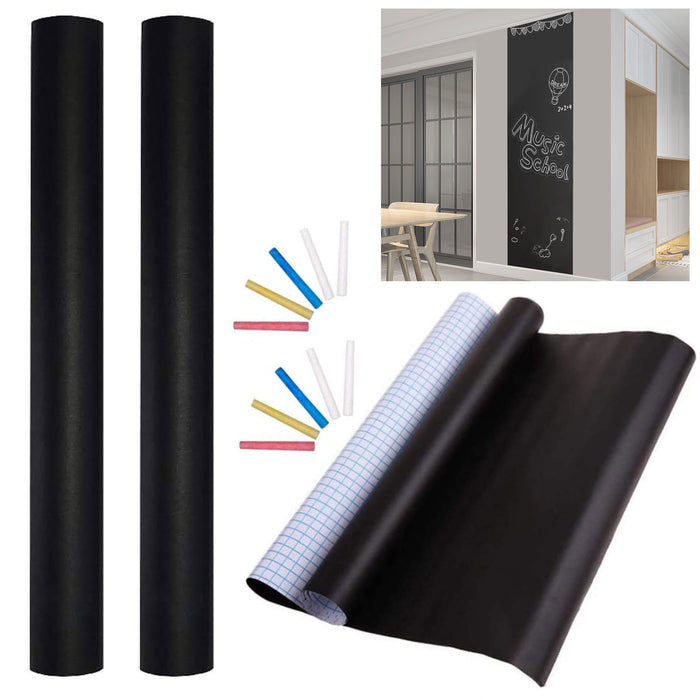 2 Pc Adhesive Blackboard Black Chalkboard Chalk Board Wall Sticker Decals 8 Feet