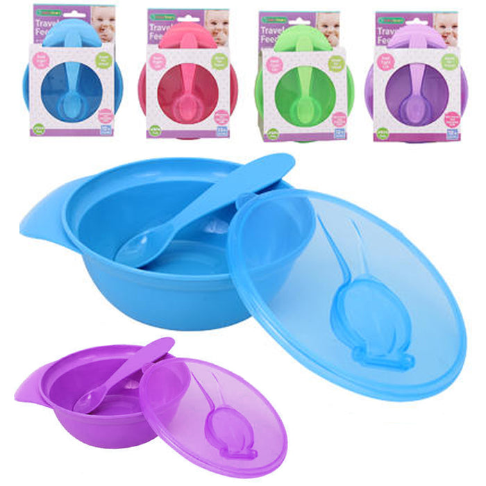 2 Sets Baby Bowl Feeding Dish Spoon Seal Lid Kids Plate Toddler Child BPA Free