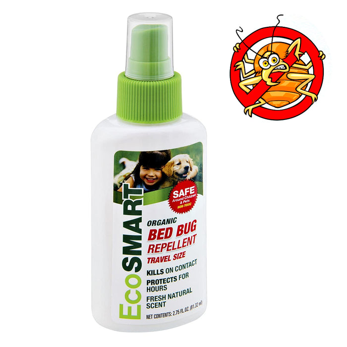 Organic Bed Bug Repellent Spray Bottle Travel Size 2.75 oz Non-Toxic Fresh Scent