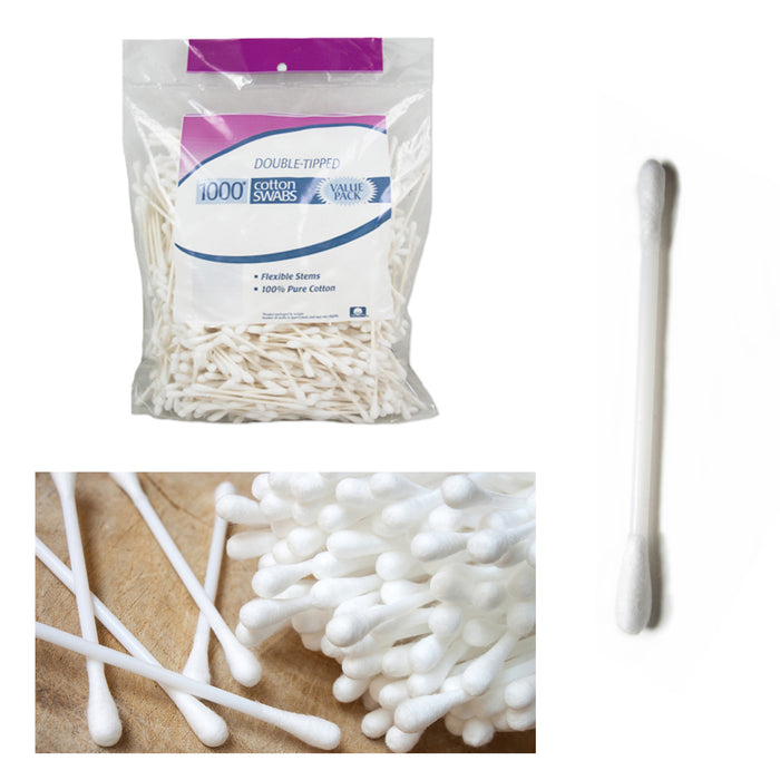 1000 Cotton Swabs Applicator Double Tipped Tip Bud Safety Ear Wax Makeup Remover