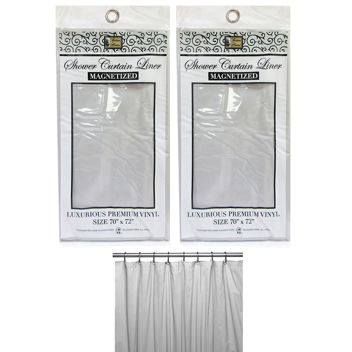 2 Pk Premium Bathroom Shower Curtain Liner Magnets Heavy Duty Vinyl Waterproof