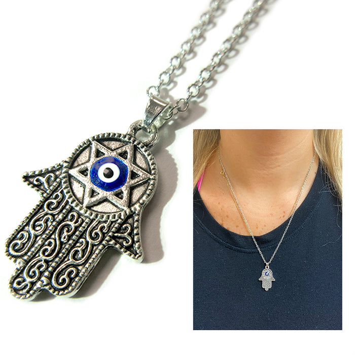 1 Hamsa Star Of David Necklace Evil Eye Hand Lucky Charm Chain Fatima Protection