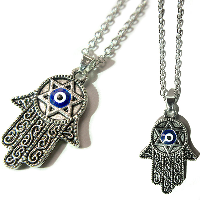 1 Hamsa Star Of David Necklace Evil Eye Hand Lucky Charm Chain Fatima Protection