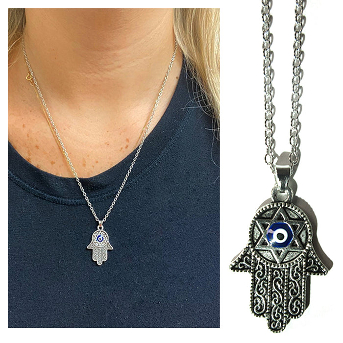 1 Hamsa Star Of David Necklace Evil Eye Hand Lucky Charm Chain Fatima Protection