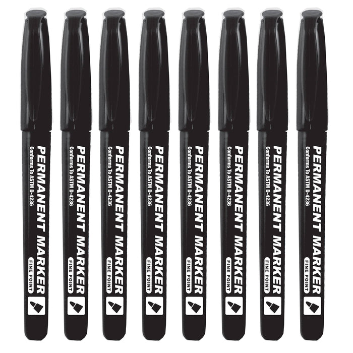 16 Pc Permanent Markers Pen Multi Surface Water Fade Resistant Black Fine Point