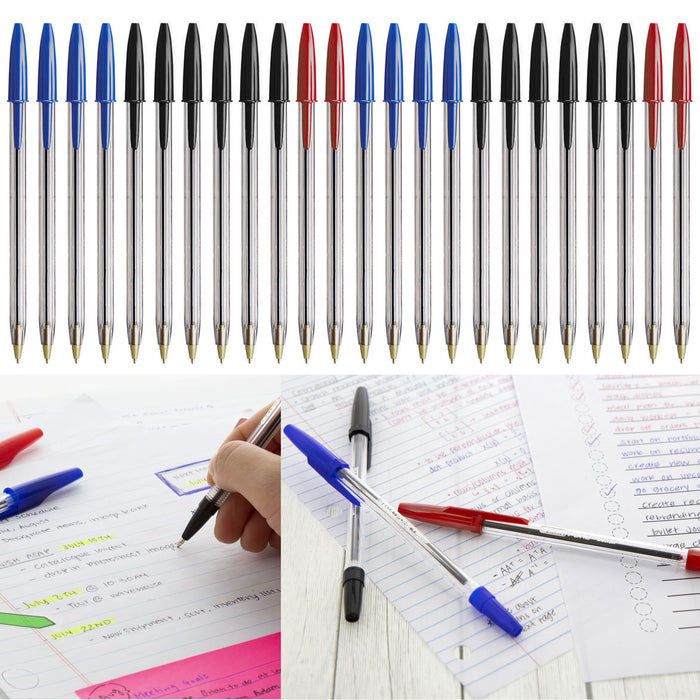 24 PC Multi Color Ballpoint Pens Ball Point Pen Red Black Blue Ink School Office