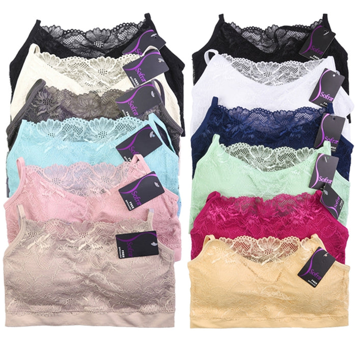 3 X Womens Seamless Lace Top Sports Bra Cleavage Cover Padded Stretch —  AllTopBargains