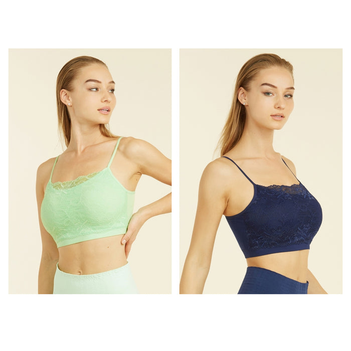 3 X Womens Seamless Lace Top Sports Bra Cleavage Cover Padded Stretch One Size