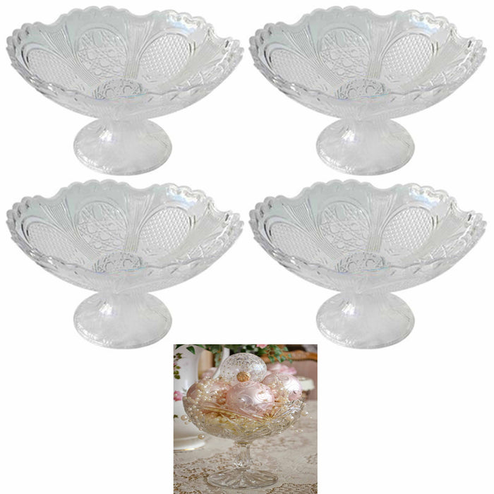 AllTopBargains 4pc Fruit Bowl Centerpiece Pedestal Crystal Clear Plastic Dessert Display Stand, Size: 9.8