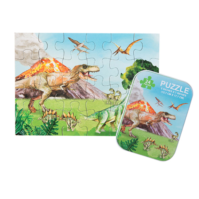 1 PC Assorted Puzzles in Tin Can Emoji Dino United States Puzzle Kids 24pc 5"X7"