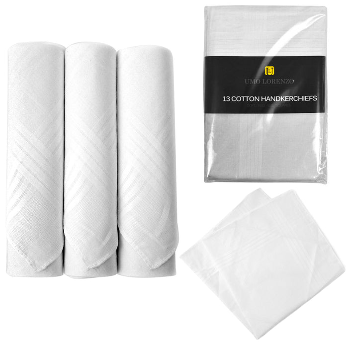 13 Pc Men's Plain White Handkerchief Pocket Square Cloth Napkin Hanky Hankie 16"