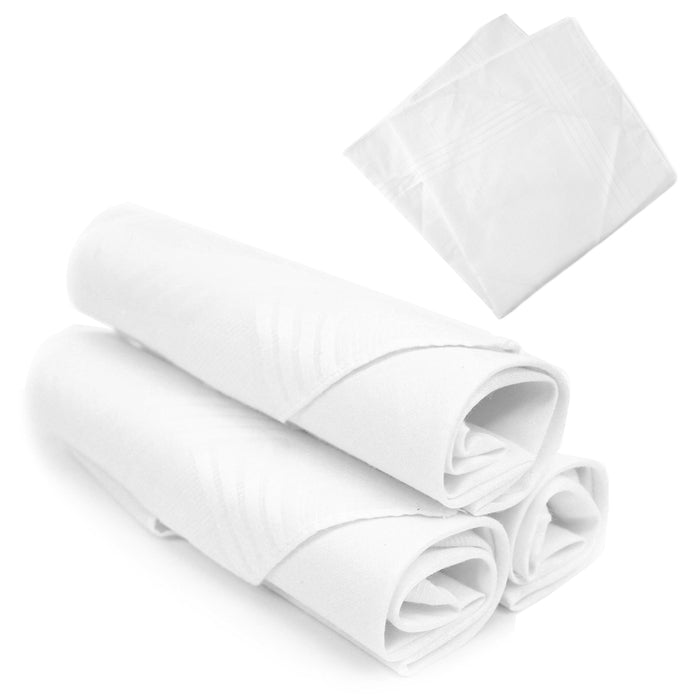26 Pc White Cotton Men Handkerchiefs Hanky Pocket Square Hankie Lot Set Vintage