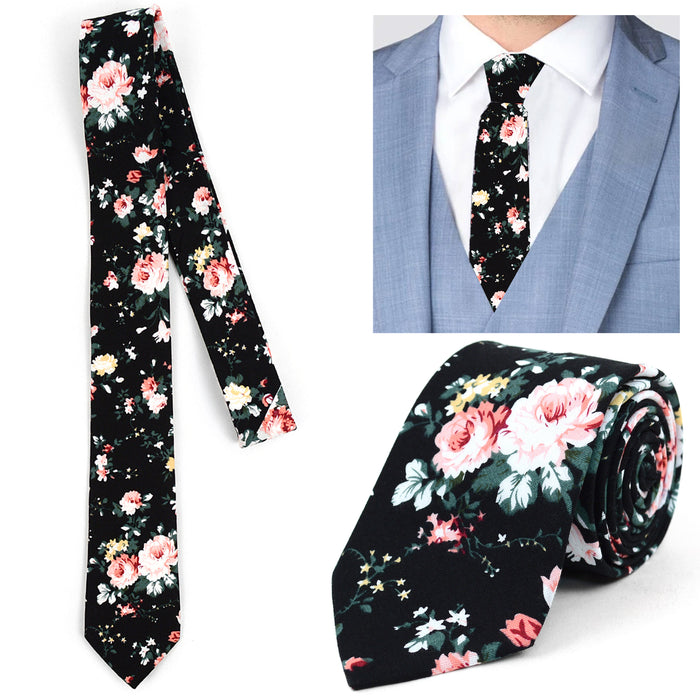 100% Cotton Tie Print Necktie Men Fashion Classical 2.5" Slim Skinny Ties Flower