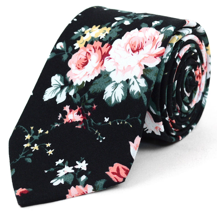 100% Cotton Tie Print Necktie Men Fashion Classical 2.5" Slim Skinny Ties Flower