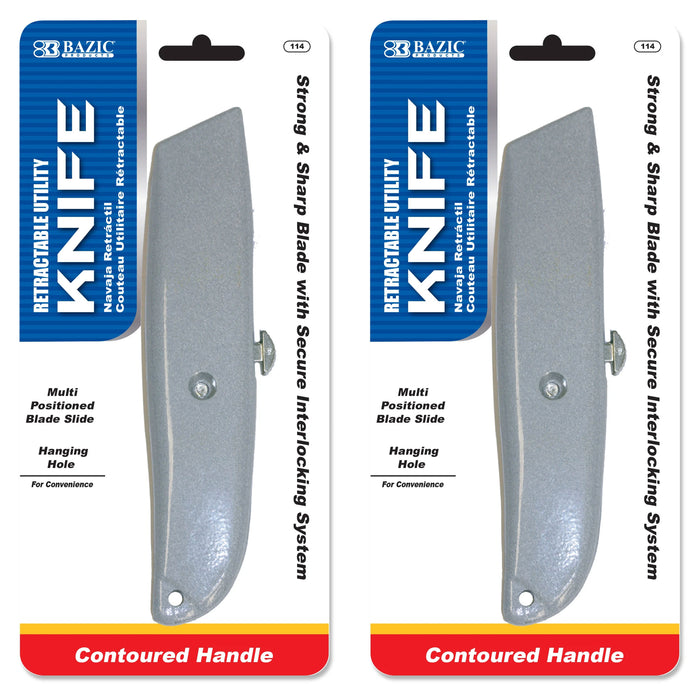 2 Retractable Heavy Duty Utility Knife Box Cutter Multipurpose Razor Sharp Blade