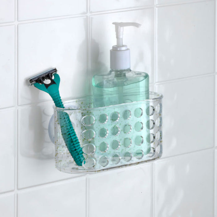 1 Glitter Soap Basket Dish Suction Wall Holder Bathroom Shower Cup Sponge Tray