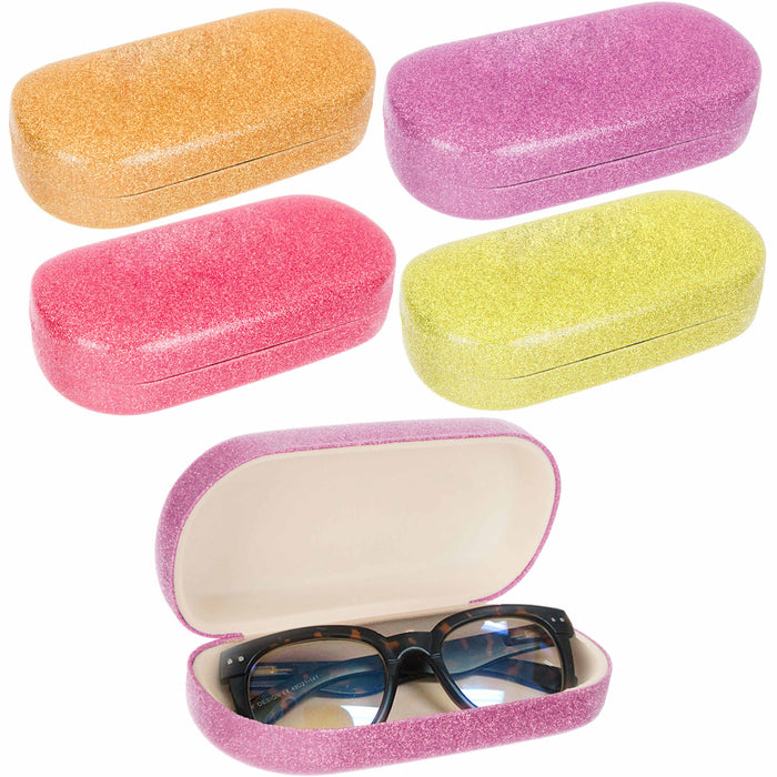 2pc Bling Hard Shell Glasses Case Portable Sparkling Shiny Eyeglass Case Women