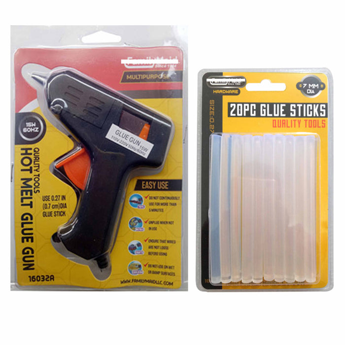 1 Hot Glue Gun 20pc Sticks 7mm X 10cm Plug Heat Melt Strong Adhesive Bond Tools