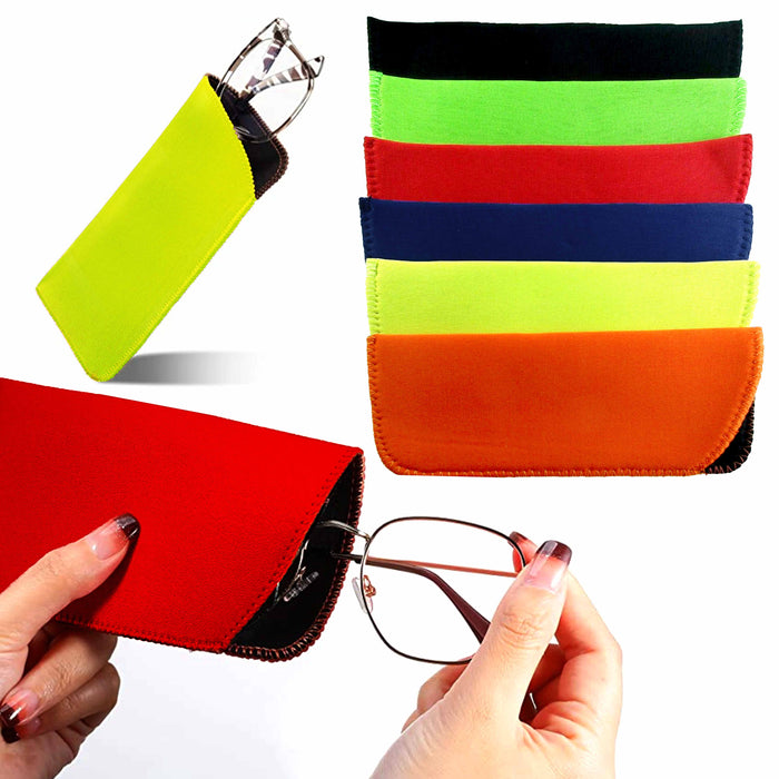 6 Multi Color Fabric Sunglasses Sunglass Carrying Pouch Case Bag Storage Sleeves