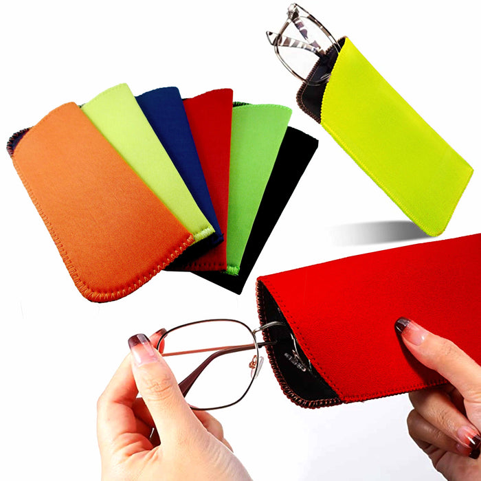4 Pc Pouches Case Bag Holder Sunglasses Eyeglasses Glasses Soft Neoprene Colors