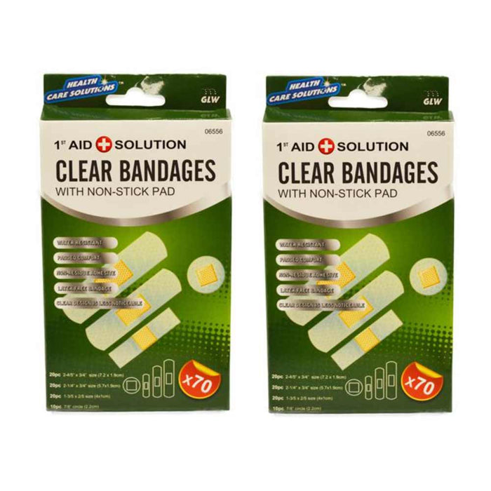 2Pack 140 Clear Bandages Non-Stick Pad Water Resistant Heal Wounds Latex Free