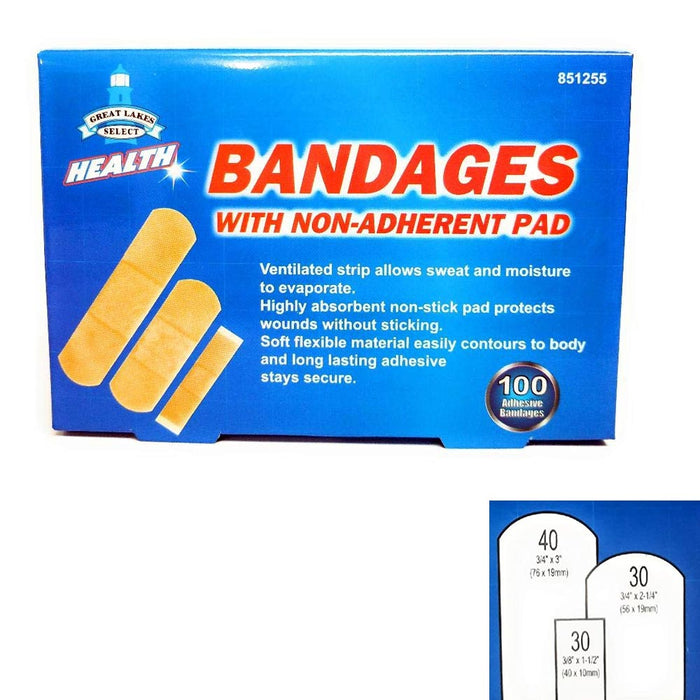 200 Ct Assorted Sizes Adhesive Bandages Non-Stick Pad Water Resistant First Aid
