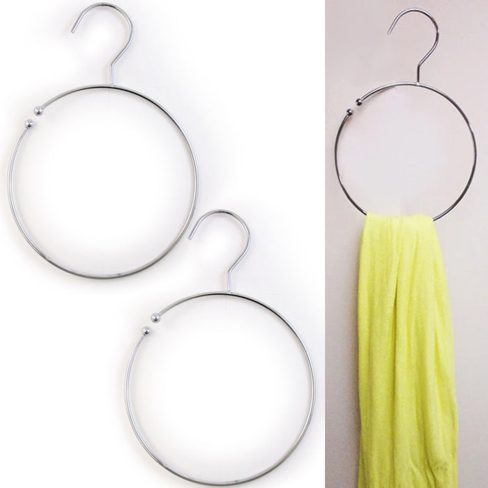 2 Pc Belt Ring Hanger Accessory Holder Heavy Duty Metal Loop Towel Tie Scarf