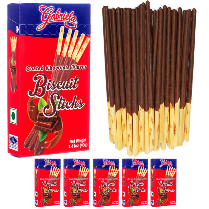 6 Pk Biscuit Cookie Sticks Chocolate Cream Covered Coated Straw Sweets Dessert