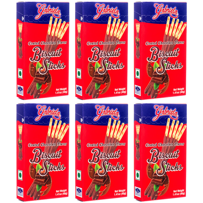 6 Pk Biscuit Cookie Sticks Chocolate Cream Covered Coated Straw Sweets Dessert