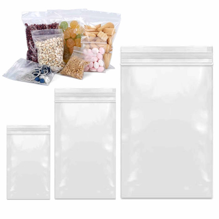 60ct Assorted Size Reclosable Bags Clear Poly Seal Plastic Baggies Snacks Crafts