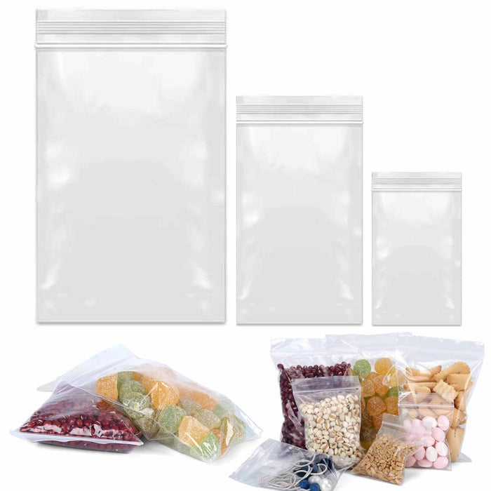 60ct Assorted Size Reclosable Bags Clear Poly Seal Plastic Baggies
